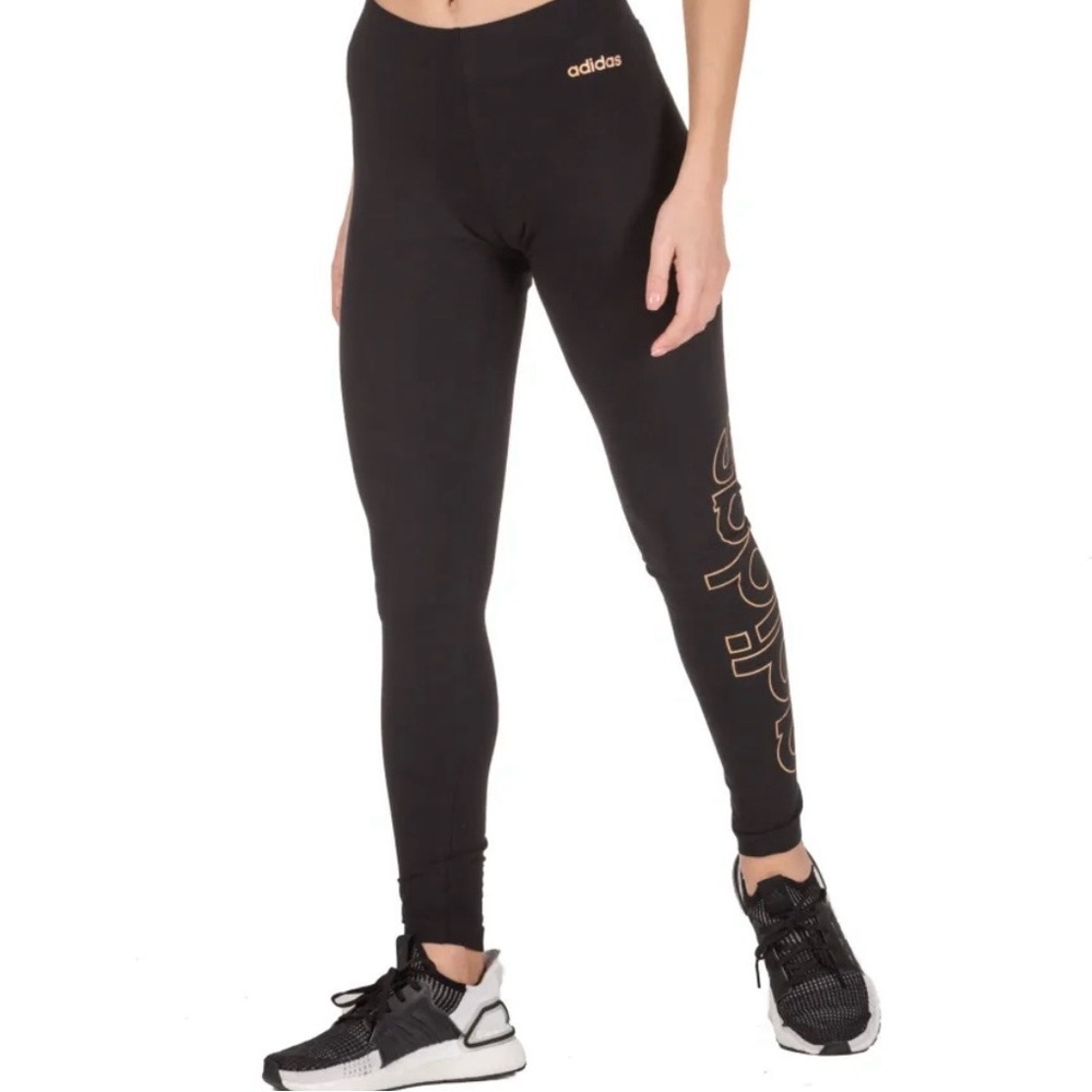 Adidas Performance Essentials Branded Leggings Bl… - image 2